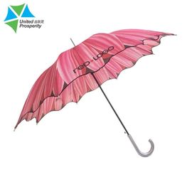 Payung Tongkat Terbuka Otomatis Yang Kuat Ringkas Merah Muda Panjang 70-100 cm Untuk Hari Hujan
