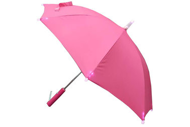 Customised Girls Pink Umbrella Manual Mudah Penggunaan Terbuka 19 Inches Dengan LED On Tips