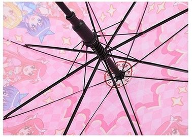 Auto Perempuan Anak Pink Payung 8mm Poros Logam Panjang 70cm Dengan Piala Plastik