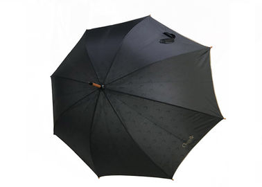 Unisex Hitam Payung Gagang Kayu Lapisan Ganda Cahaya Sederhana Untuk Hari-Hari Hujan
