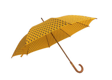 Kuning perempuan kayu payung hujan gagang kayu kain poliester poros