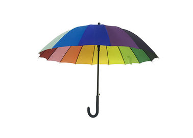 16 Ribs Rainbow Color Payung Golf Promosi Kuat Bingkai Logam
