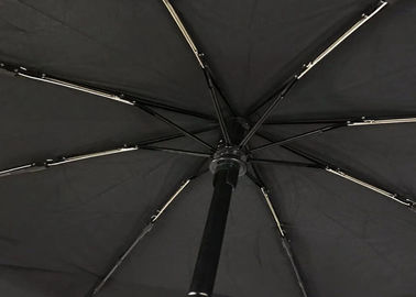 Payung Perjalanan Hitam Kuat Lipat Lapisan Ganda Untuk Cuaca Berangin