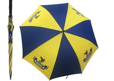Bingkai Fiberglass Biru Kuning Payung Golf Promosi Dengan Gagang Busa EVA