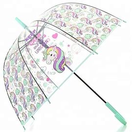 Hadiah gaya kubah payung Unicorn transparan, payung gelembung plastik bening