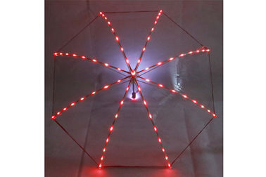 Gadis Disesuaikan Payung Merah Kecil Mudah Digunakan Terbuka Manual 19 Inches Dengan LED On Tips