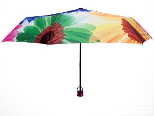 Rubber Handle Pongee 21 Inches Lipat Travel Umbrella Dengan Tas