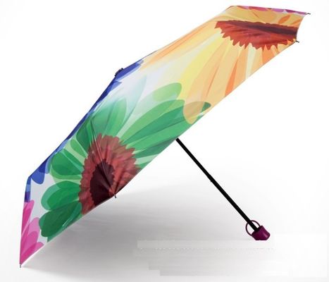 Rubber Handle Pongee 21 Inches Lipat Travel Umbrella Dengan Tas