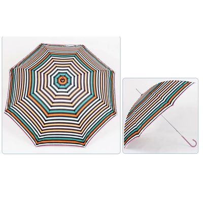Colorful Stripe Waterproof Pongee Compact Golf Umbrella 27 &quot;* 8K