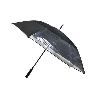 Auto Open Pongee 190T Windproof Golf Umbrellas Dengan panel Transparan
