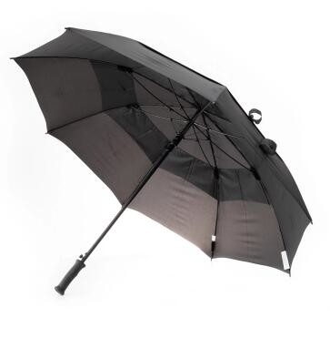 RPET Pongee Metal Frame Double Canopy Golf Umbrella Dengan Fiberglass Ribs
