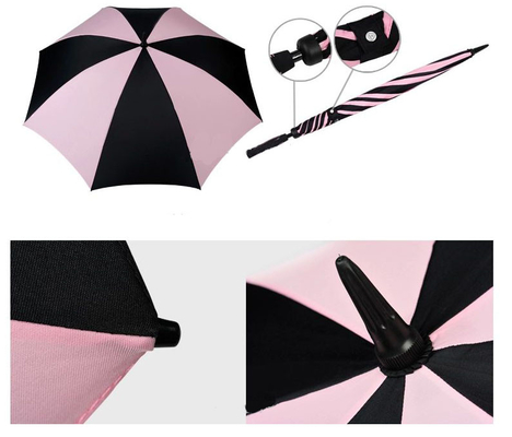 Manual Terbuka Tahan Angin Pongee Lurus Menangani Payung Desain Wanita