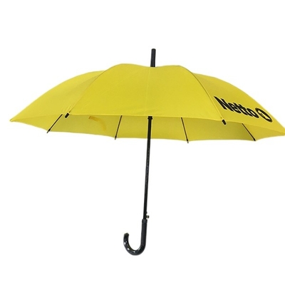 Payung Bingkai Fiberglass Kuning Otomatis 50 Inci Dengan Pencetakan