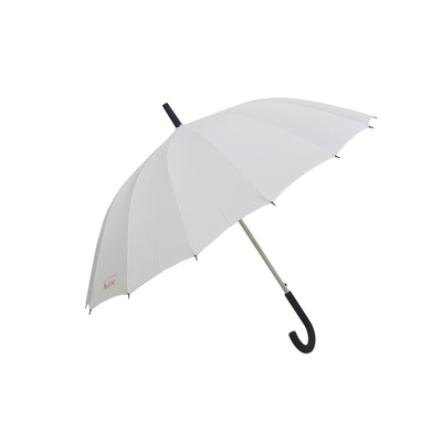 16 Ribs Auto Open Umbrella warna putih tongkat payung panjang