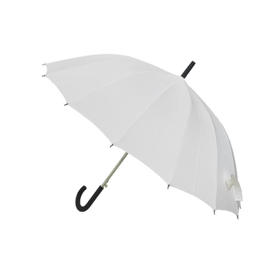 16 Ribs Auto Open Umbrella warna putih tongkat payung panjang