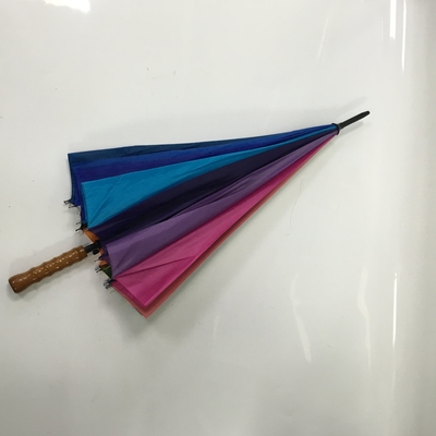 8 Ribbed Waterproof Pongee Pelangi Warna Bulat Golf Payung