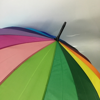 8 Ribbed Waterproof Pongee Pelangi Warna Bulat Golf Payung