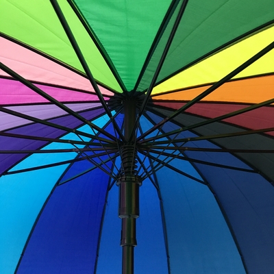 8 Ribbed Waterproof Pongee Pelangi Warna Bulat Golf Payung