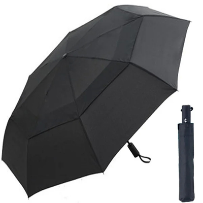 8-Rib Windproof Round Golf payung hitam