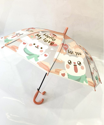 19 "8K Auto POE Transparent Cartoon Pattern Anak-anak payung tulang lurus dengan peluit