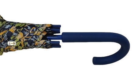 23 inci 8 tulang rusuk serat kaca Hands-free Stick Payung Dengan J Bentuk Karet Lapisan Plastik Handle