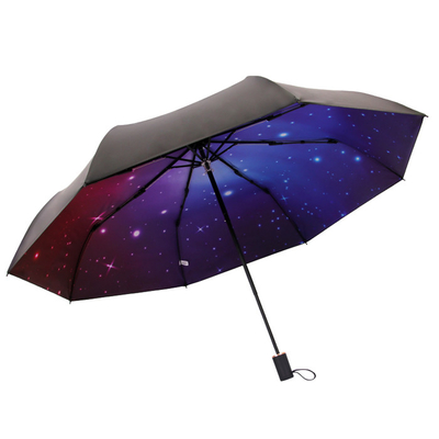 Windproof 8 Ribs Automatic Folding Umbrella dengan Astral Pongee Cloth Rubber Handle