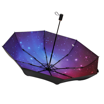 Windproof 8 Ribs Automatic Folding Umbrella dengan Astral Pongee Cloth Rubber Handle