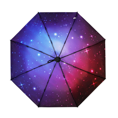 Windproof 8 Ribs Automatic Folding Umbrella dengan Astral Pongee Cloth Rubber Handle