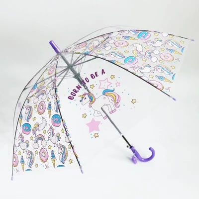 Fiberglass Ribs And Windproof Auto Open Stylish Transparent Umbrella Untuk Anak-anak