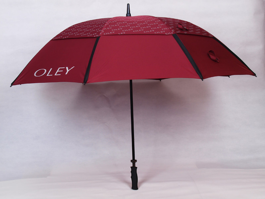Double Layer Auto Open Golf Umbrella dengan Black Matt Fiberglass Pole dan Grip Karet