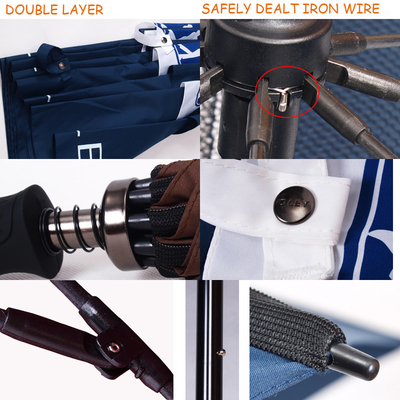 Double Layer Auto Open Golf Umbrella dengan Black Matt Fiberglass Pole dan Grip Karet