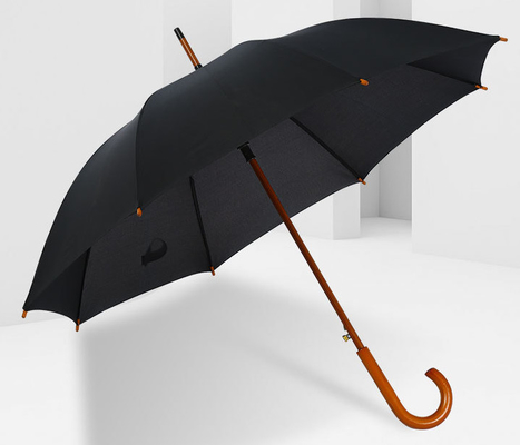 Fiberglass Ribs Windproof Perlindungan Lingkungan Kayu Handle Pongee Payung