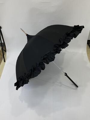 FRILL DESIGN STANDARD SIZE AUTO OPEN STRAIGHT LADIES PLASTIC HANDLE WEDDING UMBRELLA