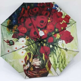 Vincent Van Gogh Art Blackout 3 Lipat Payung Perjalanan Otomatis dengan Perlindungan UV dan Auto Open Close (21Inch-8k)