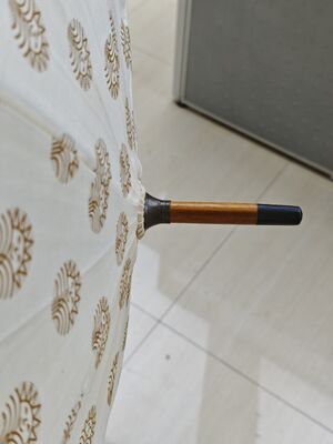 Payung Tongkat Buka Otomatis 23 Inci dengan Linen Katun dan Tulang Rusuk Fiberglass untuk Perlindungan Hujan yang Elegan