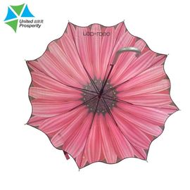 Payung Tongkat Terbuka Otomatis Yang Kuat Ringkas Merah Muda Panjang 70-100 cm Untuk Hari Hujan