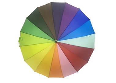 16 Ribs Rainbow Color Payung Golf Promosi Kuat Bingkai Logam