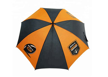 Payung Golf Oranye Dan Hitam Kompak Poliester / Kain Pongee Untuk Perjalanan