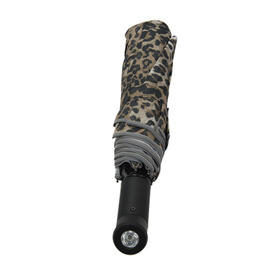 Buka Manual Otomatis Tutup 3 Payung Cetak Macan Tutul Lipat Dengan Poros Logam 8mm
