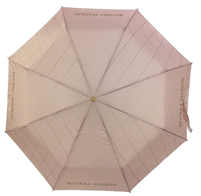 Tahan Angin 3 Lipat Pongee Manual Payung Terbuka Dengan Pencetakan Kustom