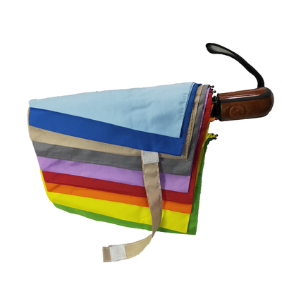 BSCI Rainbow Color Polyester 190T Payung Lipat Wanita Kompak Untuk Perjalanan