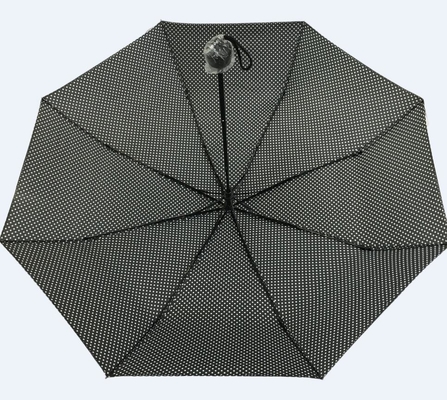 21''X8k Spot Printing 190T Poliester Hitam Lipat Payung Untuk Wanita