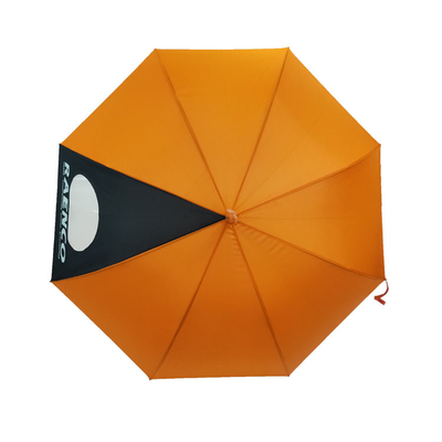 Kain Pongee Bingkai Logam Wanita Payung Hujan Warna Oranye Otomatis