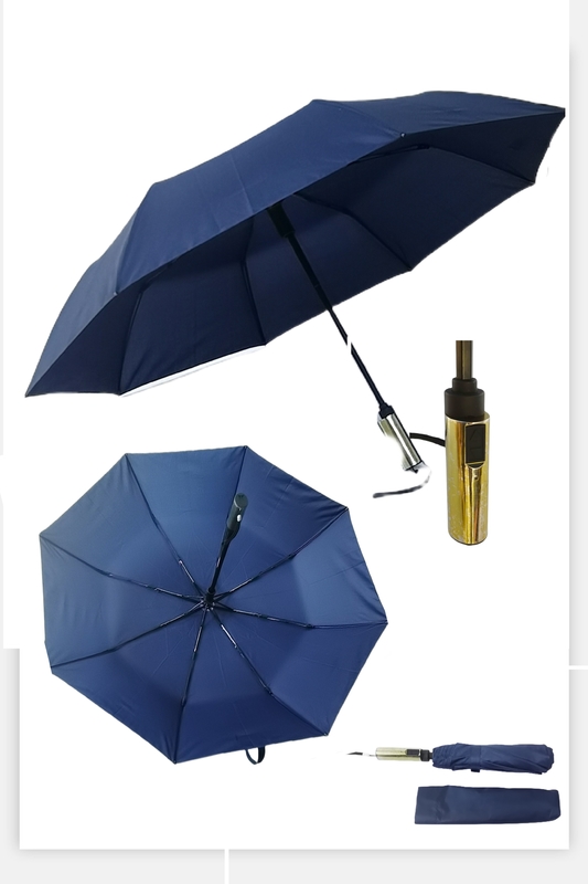 Full Automatic Folding Travel Umbrella With Electirc Switch 23 Inch Coverage payung kompak untuk perjalanan