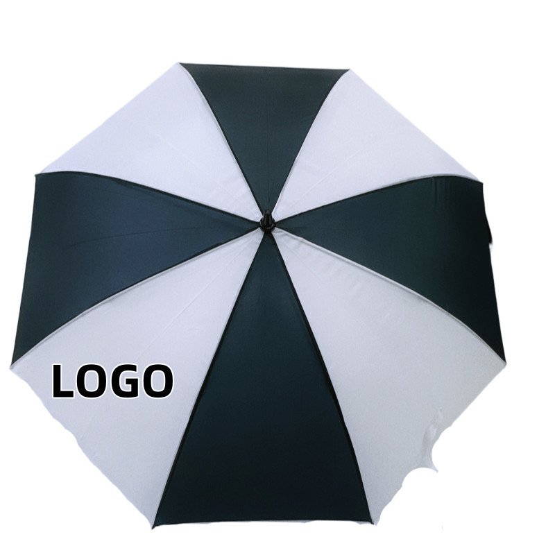 27 inci 8 tulang rusuk Custom Logo Promosi payung golf dengan bingkai serat kaca dan poros