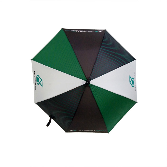 27 inci x8k Hitam Matt Fiberglass Frame Golf Payung Iklan Payung Warna jahitan Logo Disesuaikan