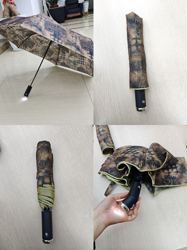 LED Terang Auto Buka / Tutup payung keamanan dengan pita reflektif untuk visibilitas malam