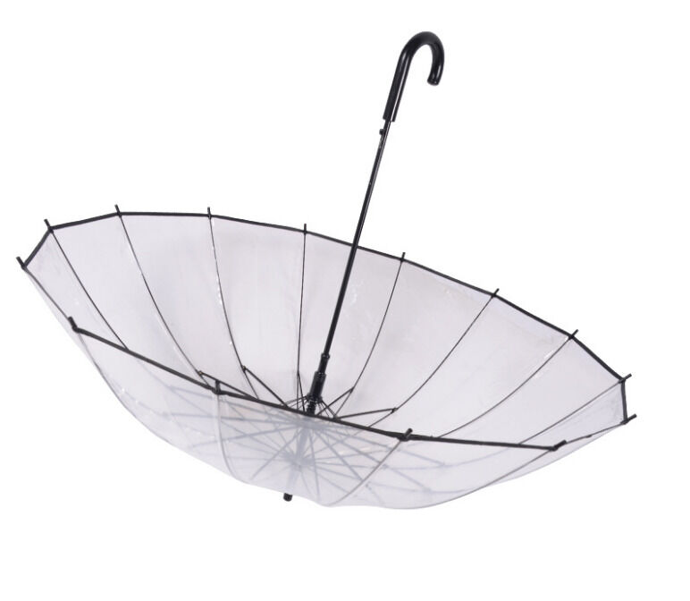 Manual Open Transparent Rain Umbrella Constructed with Metal Ribs Strong Frame and Clear Canopy Offering Rain Protection