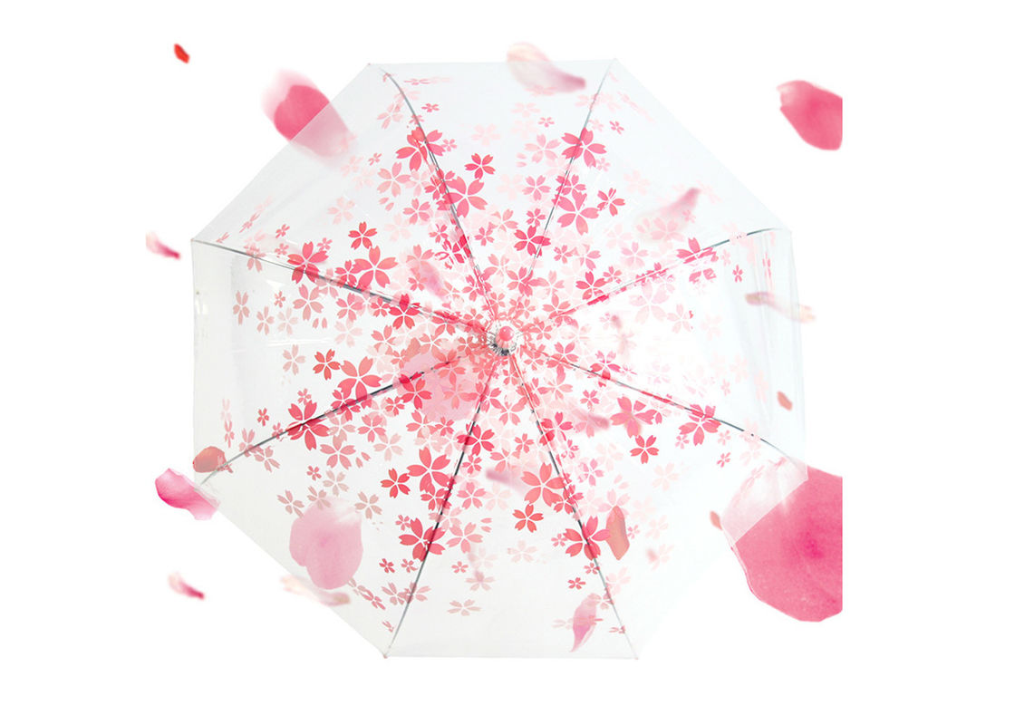Fashionable Ladies Pink Transparan Payung, Payung Dome Besar Jelas